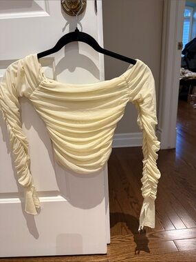 Ruched Off-Shoulder Camisole Top - Cream